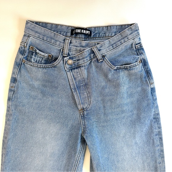 THE KRIPT GAVIN Y2K ASYMETRICAL BUTTON-FLY SLOUCHY LIGHT WASH SKATER JEANS SzS/4 - Picture 7 of 14